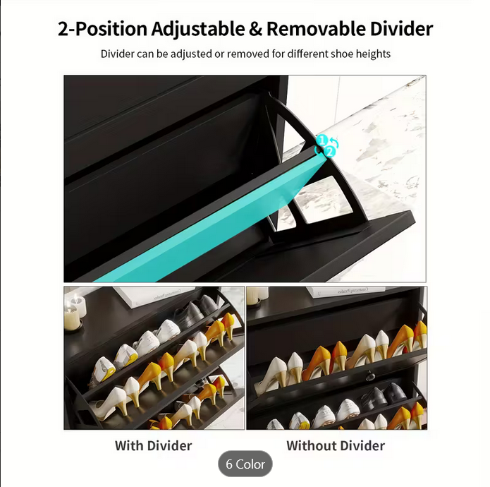 Shoe Cabinet with 3 Flip Drawers & Adjustable Shelf