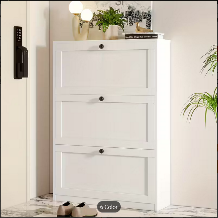 Shoe Cabinet with 3 Flip Drawers & Adjustable Shelf
