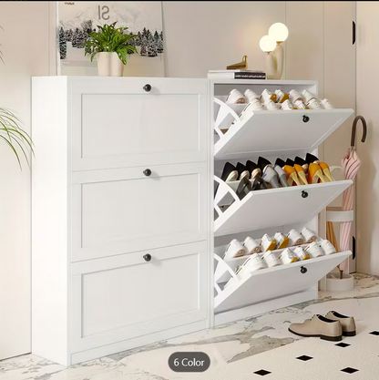 Shoe Cabinet with 3 Flip Drawers & Adjustable Shelf