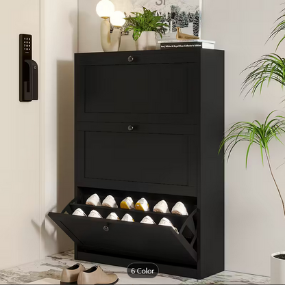 Shoe Cabinet with 3 Flip Drawers & Adjustable Shelf