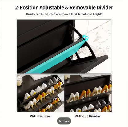 Shoe Cabinet with 3 Flip Drawers & Adjustable Shelf